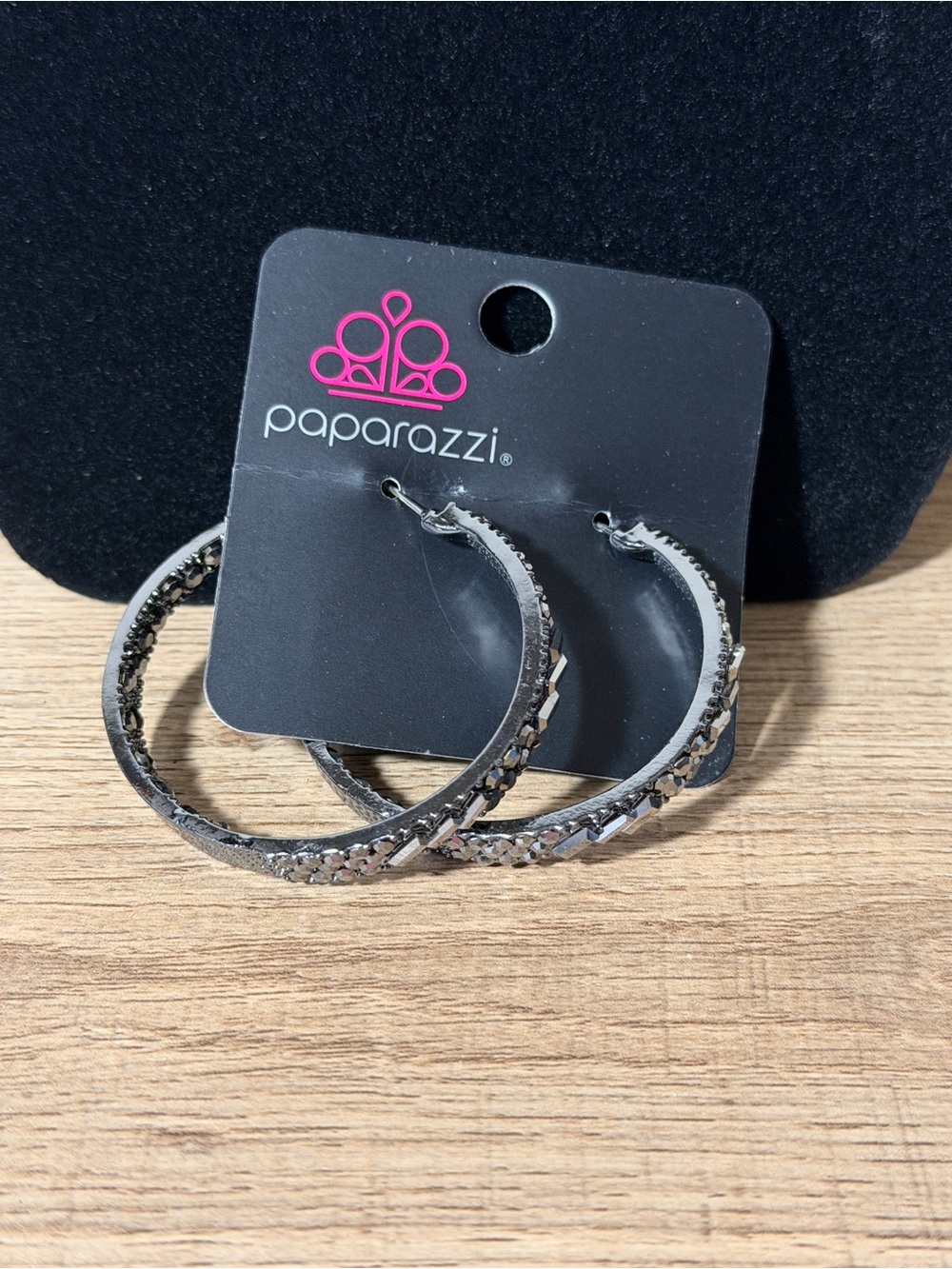 paparazzi Gunmetal Faceted Hoop Earrings - Gunmetal